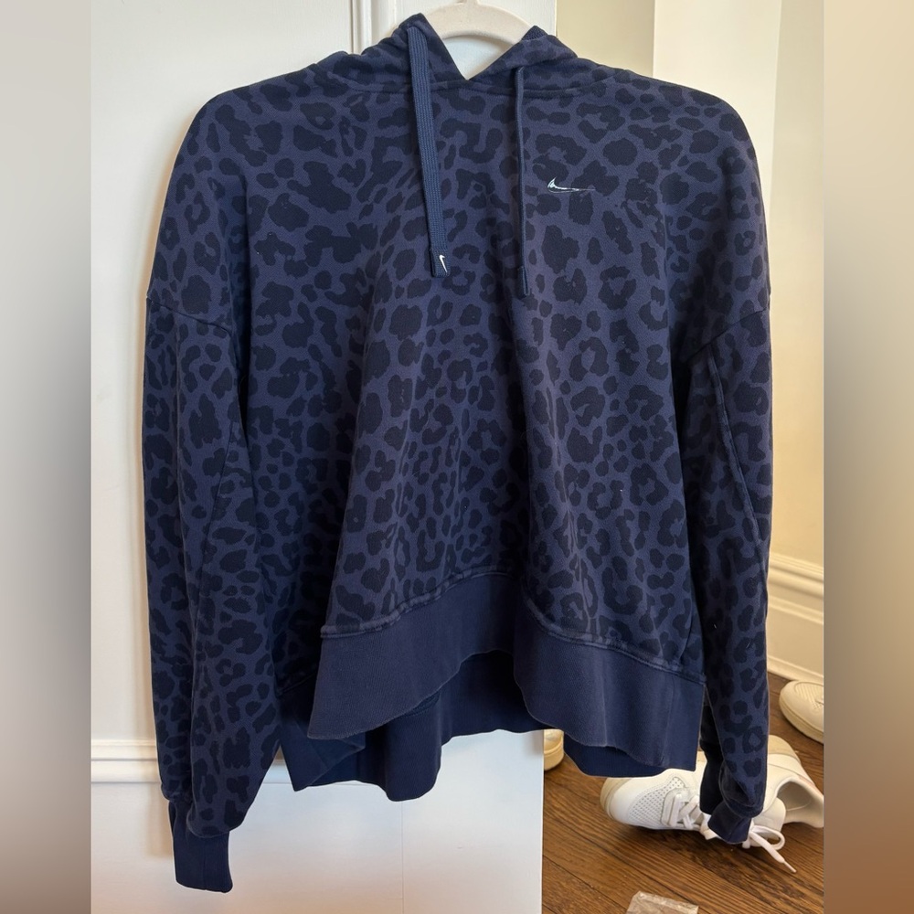 Nike Navy Leopard-Print Hooded Sweatshirt